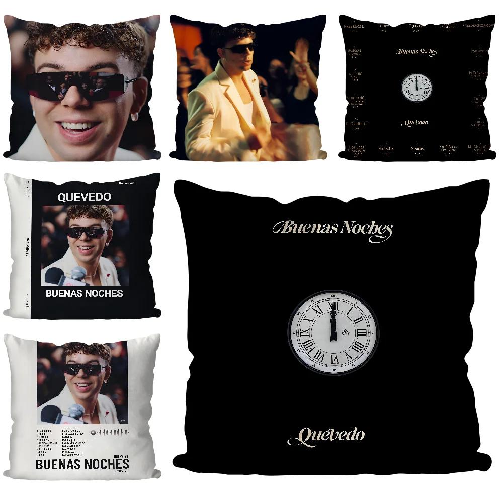 1PC New Album Buenas Noches Quevedo Pillow Case Sofa Decorative Home Double-sided Printing Short Plush Cute Cushion Cover