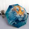 Tiger Head  Pattern, Automatic Folding Umbrella, Portable and Foldable Design, 8 Ribs, a Christmas or Birthday Gift.