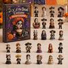 Halloweenový adventní box Kalendář Dne mrtvých, 24denní sada akrylových ozdob s uměleckými svátečními motivy lebky a aksamitníku pro rozbalování, na zavěšení na stromek
