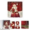 Beautiful 4pcs Christmas Shower Curtain And Toilet Cushion Set For Holiday Home Decoration
