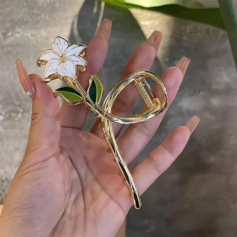 1PC Women Metal Hair Claw Elegant Gold Flowers Hair Clips