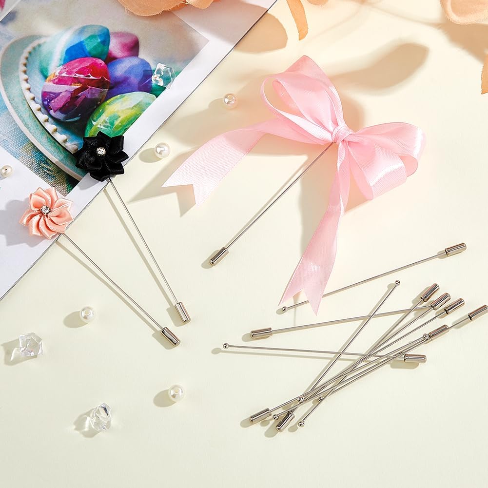

40 шт. Брошь-игла с круглой головкой, металлическая брошь-бутоньерка, иглы длиной 49 мм с петлей и стопорными концами для самостоятельного изготовления костюма, галстука, шляпной булавки