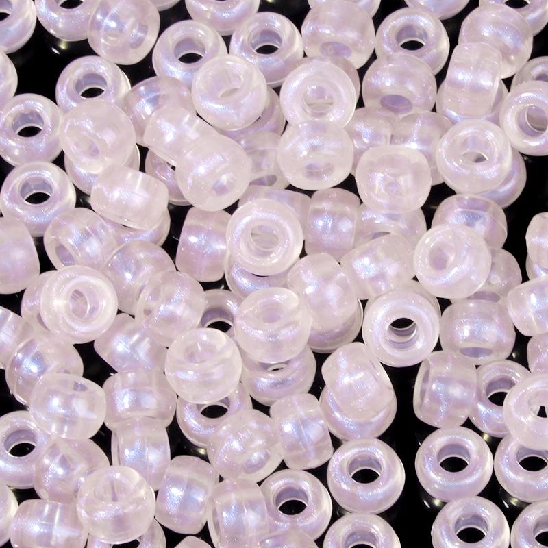 "100 Pcs Large Hole Transparent Frosted Barrel Beads - Colored Onion Powder Plastic Pony Beads for Dreadlocks and Wigs"