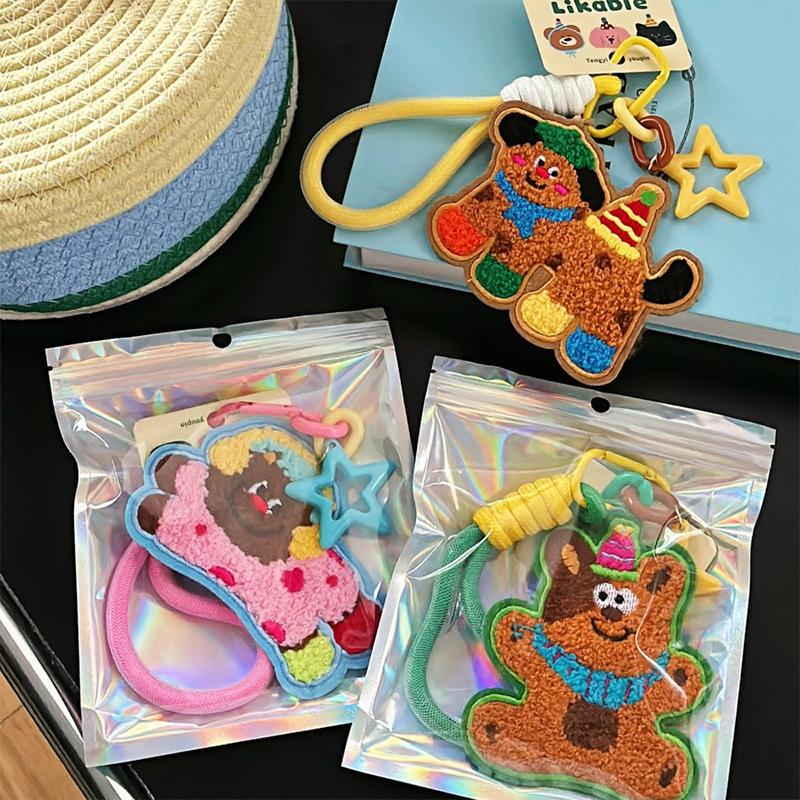 Cute Cartoon Embroidery Animal Felt Keychain Soft Plush Keyring Stuffed Key Holder Lovely Backpack Pendant Bag Charm Couple Gift