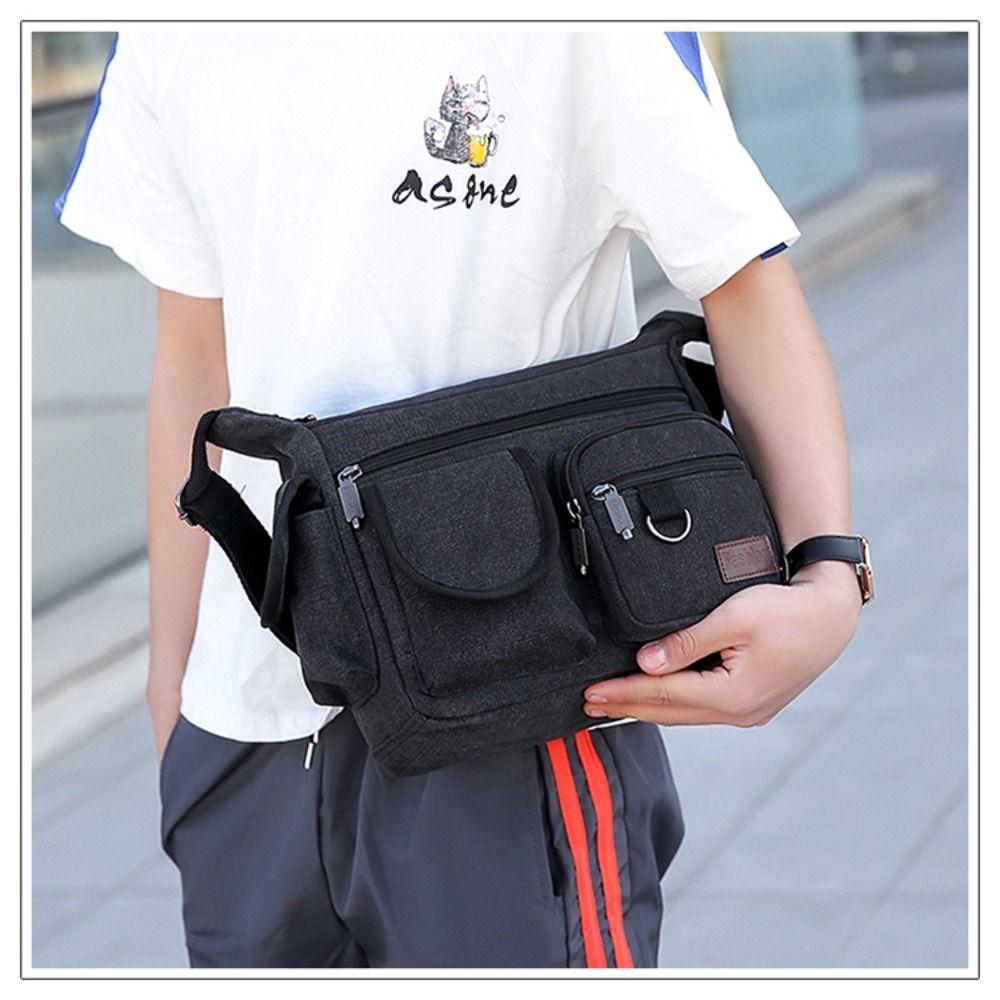 Retro Shoulder Belt Bags Canvas Male Shoulder Bag Business Single-shoulder Bag  Outdoor