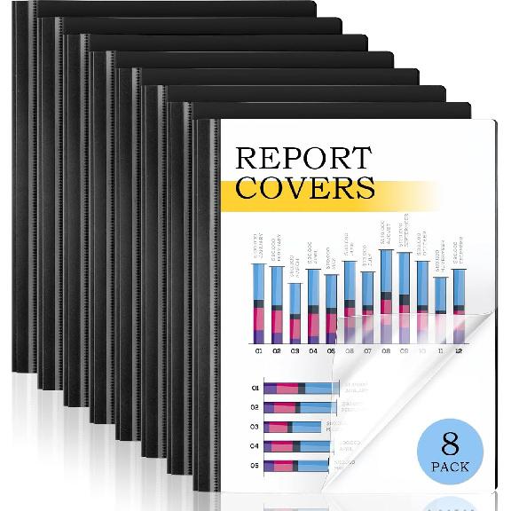 8 Pack Report Covers COIDEA Report Covers with 3-Prong Fasteners Presentation Folders for A4 and Letter Size Paper Clear Front Report Covers 8 4300₽