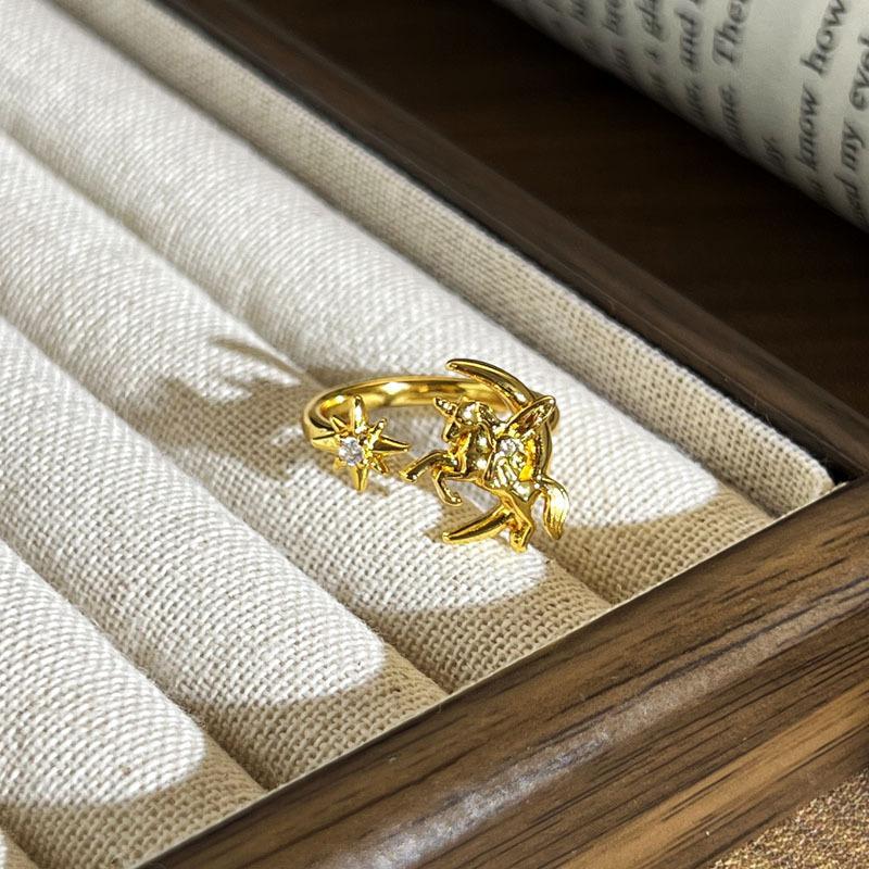 2026 Ring Female Niche Design Sense Geometric Micro-inlaid Zircon Cold Wind Versatile Retro Adjustable Texture Ring