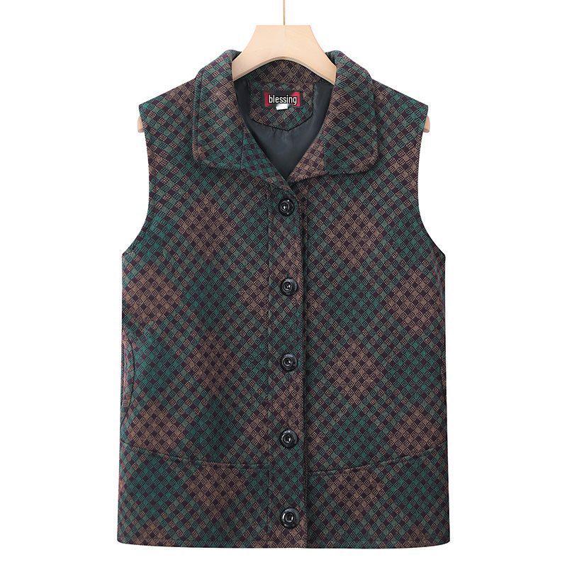 

Plus Size Wool Vest Cardigan for Middle-Aged & Elderly Women - Spring Fashion 4XL (135-145 jin)