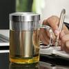 Stainless Steel Glass Tea Infuser Mug with Lid and Handle