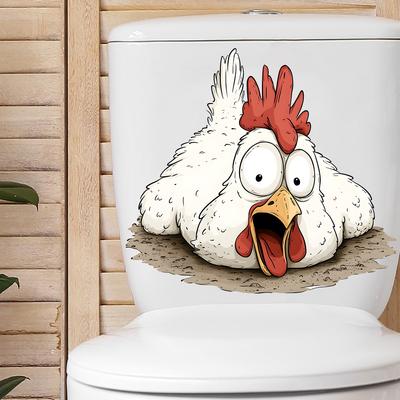 Vtipná kreslená kuřátka na toaletě a na zdi Samolepicí odnímatelná dekorace do koupelny WC