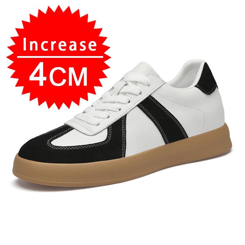 Men Women Genuine Leather Casual Elevator Shoes Leisure Sneakers Sports Zapatos Mujer Men's Height Increasing Shoes Tennis Shoes