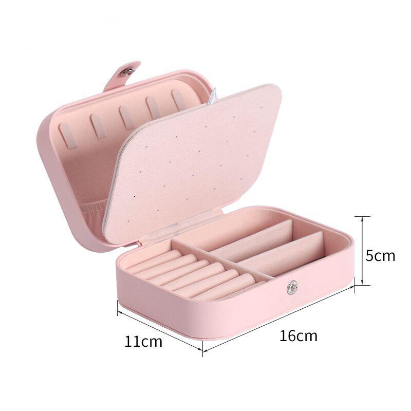 1PC, Jewelry Storage Box, Material: Main Plastic + Leather + Flannel, Color Divided Into: Black, White, Pink, Blue.