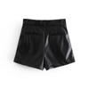 Women Chic Fashion Faux Leather Side Pockets Shorts Vintage High Waist Zipper Fly Female Skirts Mujer Streetwear