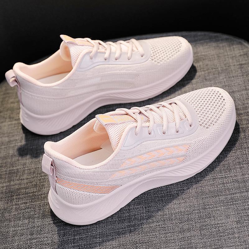 

Summer new sports shoes hollow mesh breathable fly-woven soft sole comfortable running shoes 40 рожевий