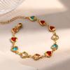 Heart Anklet Bracelet for Women Stainless Steel Colorful Zircon Gold Plated Waterproof Tarnish Free Summer Beach Luxury Jewelry