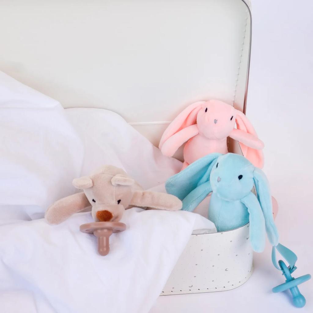 Light Rabbit Plush Toy for Babies with Silicone Pacifier 15cm