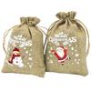 (5 Pieces/bag) 10 * 15cm Linen Gift Bag Christmas Pendant Bag Packaging Bags Apple Santa Claus Pattern Gift DIY