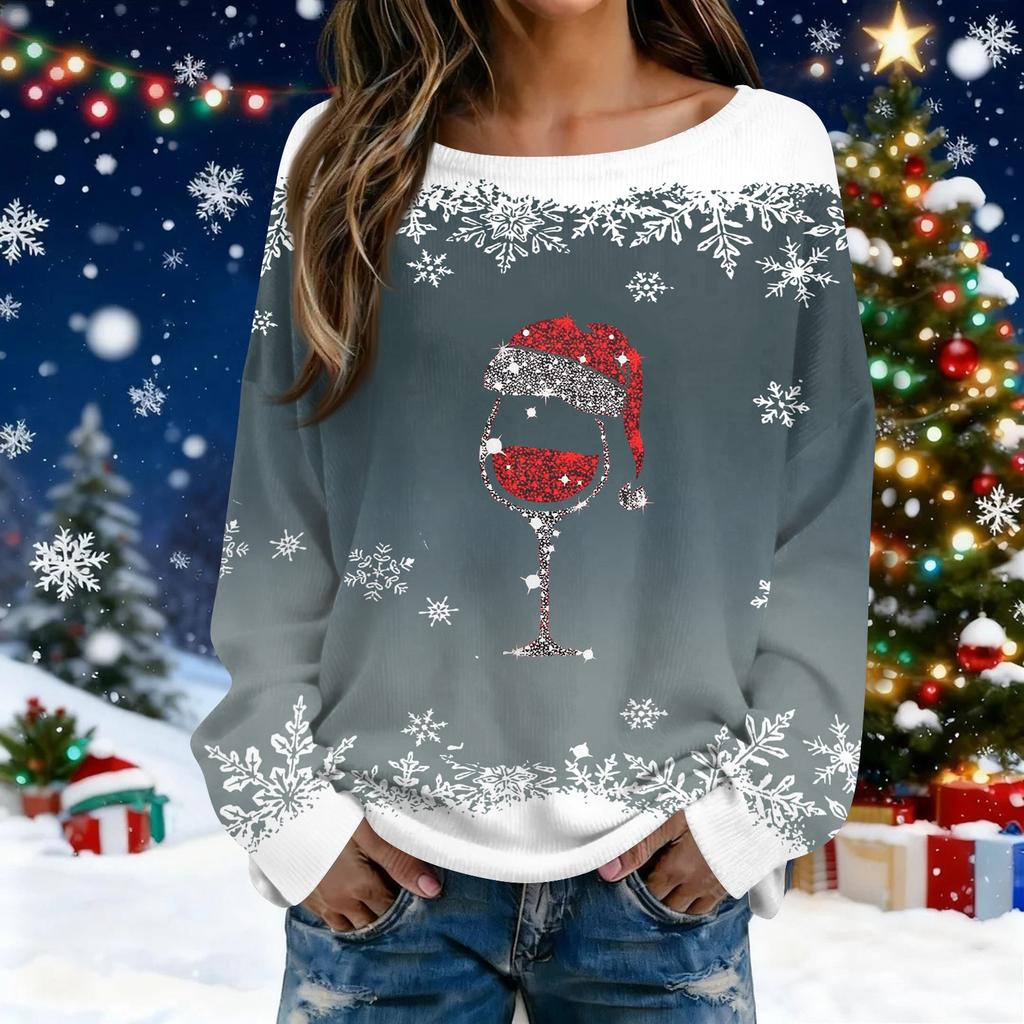 Christmas Sweatshirts For Women Knit Sweater Cute Shirt Fall Crewneck Pullover Tops