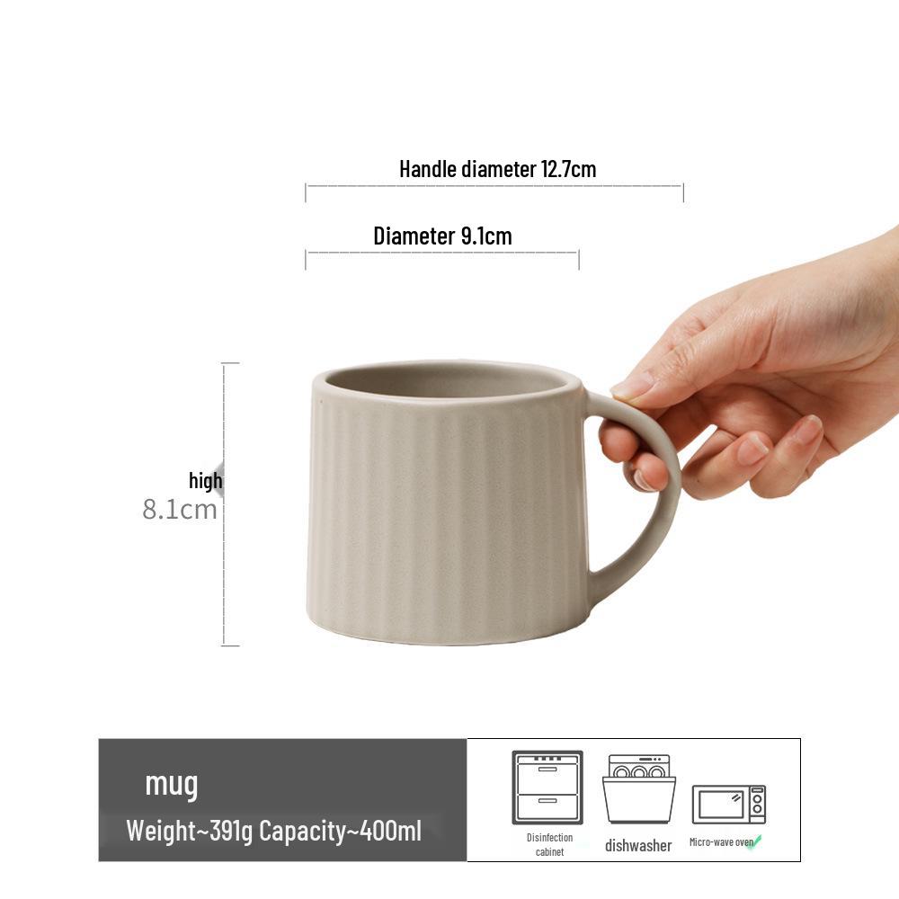 Retro Embossed Ceramic Mug – Office & Home Coffee, Tea, or Water Cup