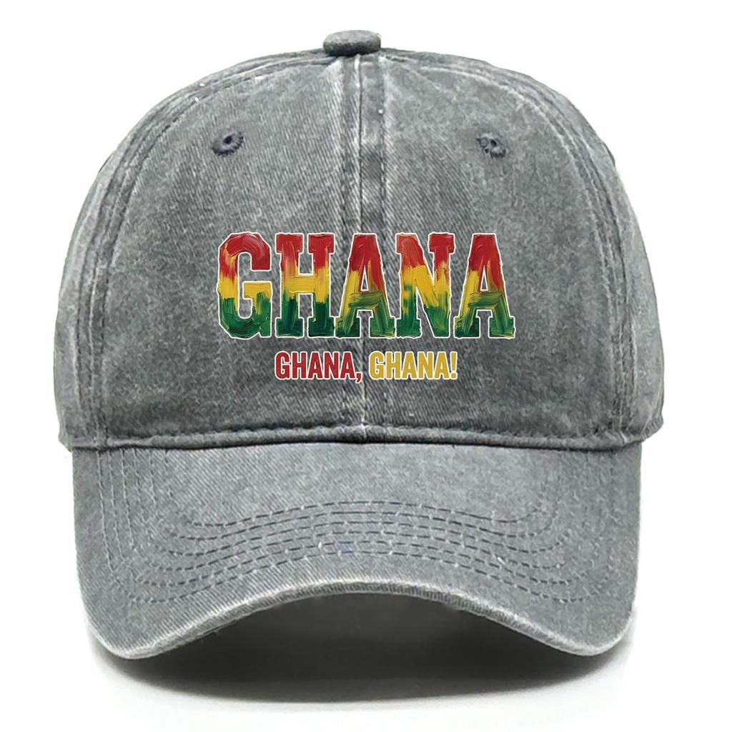 "GHANA" "GHANA, GHANA" Flag Printed Baseball Cap , Adjustable Snapback Baseball Cap Sporting Vintage All-season Leisure Flat Cap
