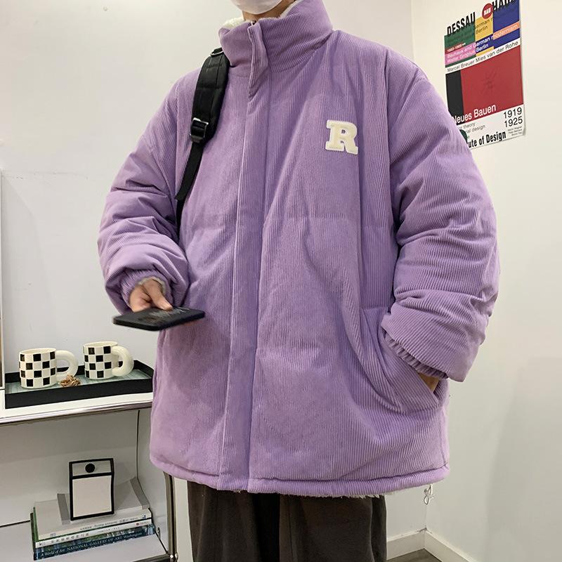 Winter Men Long Sleeved Warm New Cotton Jacket with Plush and Thickened Lamb Wool Cotton Jacket Winter Men Jacket