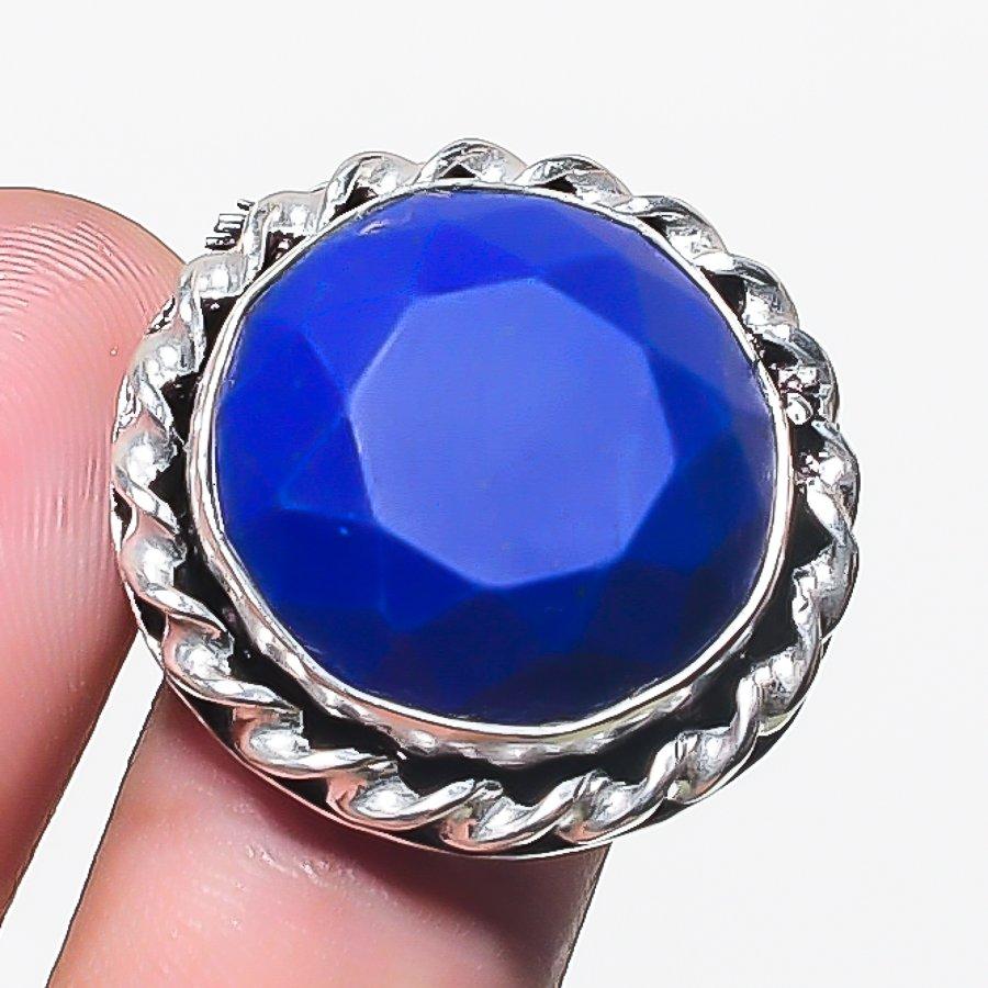 Natural Sapphire(Simulated) 925 Sterling Silver Jewelry Ring Size 8.5 U2v70