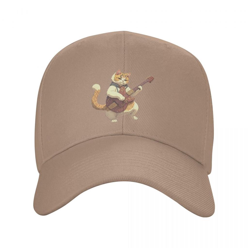 Gato Rockeiro Tocando Guitarra Desenho Animado Gato Guitarrista Bonés de Beisebol Snapback Homens Mulheres Chapéu Chapéu Ajustável Streetwear Boné de Beisebol Casquette