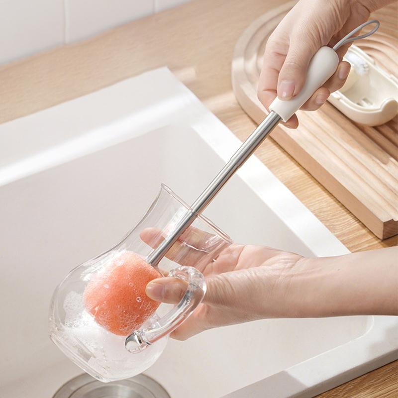 Bottle Cleaning Brush Long Handle Bottle Brush 3 In 1 Multifunctional Sponge Bottle Brush With Bottle Gap Cleaner Brush