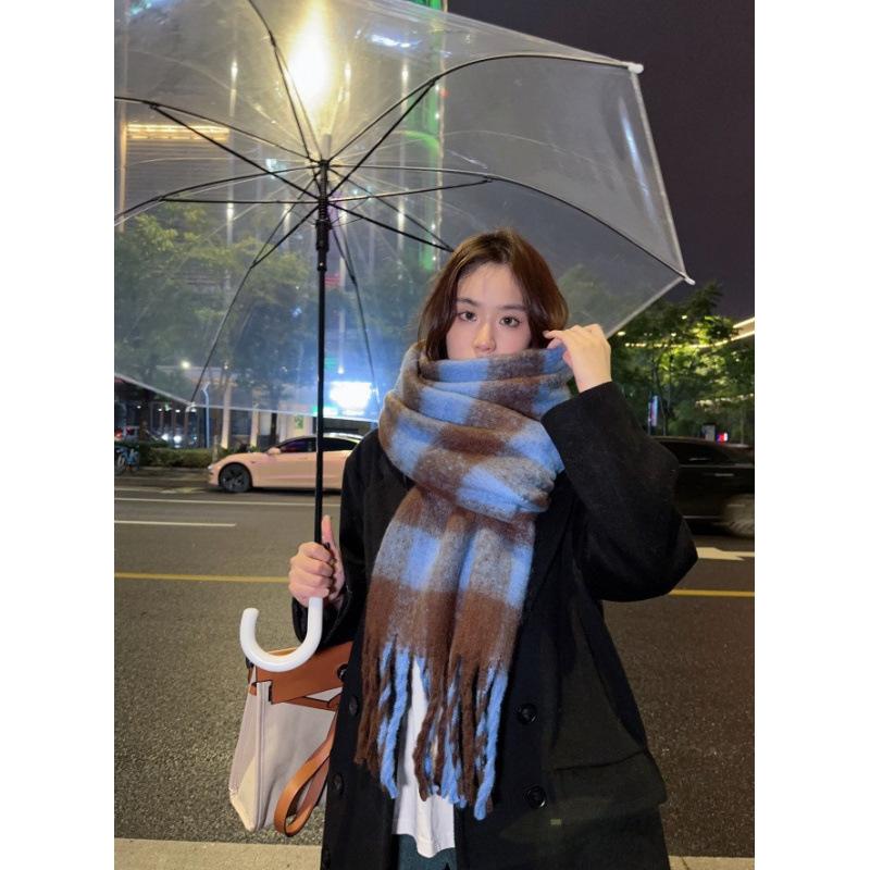 Solid Color Thickened Large Scarf Women's Autumn and Winter New Korean Version Winter Student Versatile Shawl Scarf White