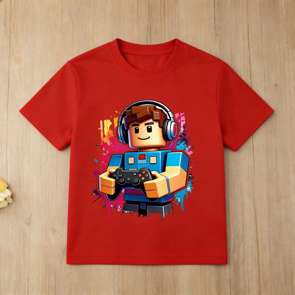 Roblox Themed Kids T Shirt Boys Girls Fashion Game Character Print Cotton Short Sleeve Tees for Everyday Play