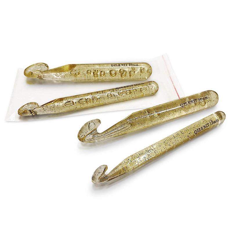 Yellow Glitter Plastic Transparent Sequin Crystal Crochet Hook  Wool Knitting Crochet Set New Sweater Needle Knitting Tools
