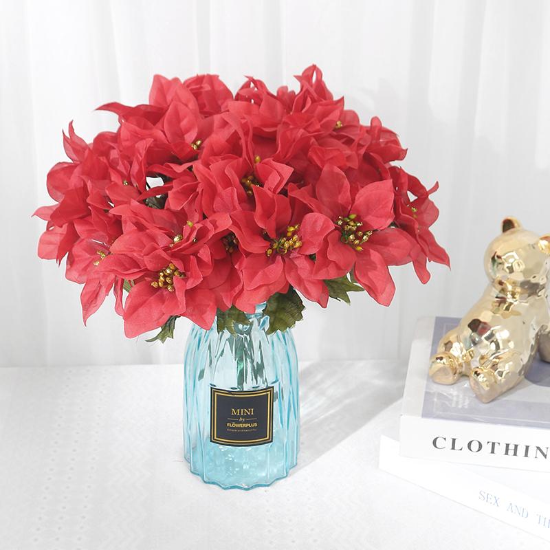 Christmas Decoration Artificial Flowers Bouquet for Home Party Decor Vase Fake Flower New Year 2026 Navidad Ornament Accessories