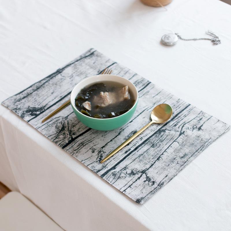 Japanese-style Small Fresh Cotton and Linen Wood Grain Placemat, Dining Table Mat, Thermal Insulation Mat, Tableware Mat, Western Food Towel, Fabric