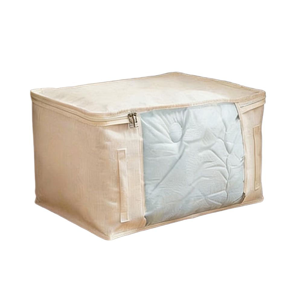 

Foldable Clothing Storage Box with Transparent Viewing Window for Easy Organization and Quick Access to Bedding or Linens