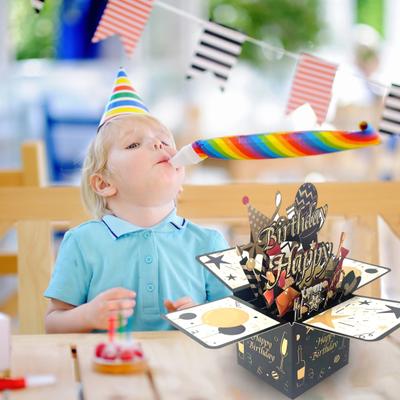 3D-Geburtstagskarte, Pop-Up-Grußkarte „Happy Birthday“, Geschenkbox mit Umschlag, handgefertigte, faltbare Glückwunschkarte für Familie und Freunde