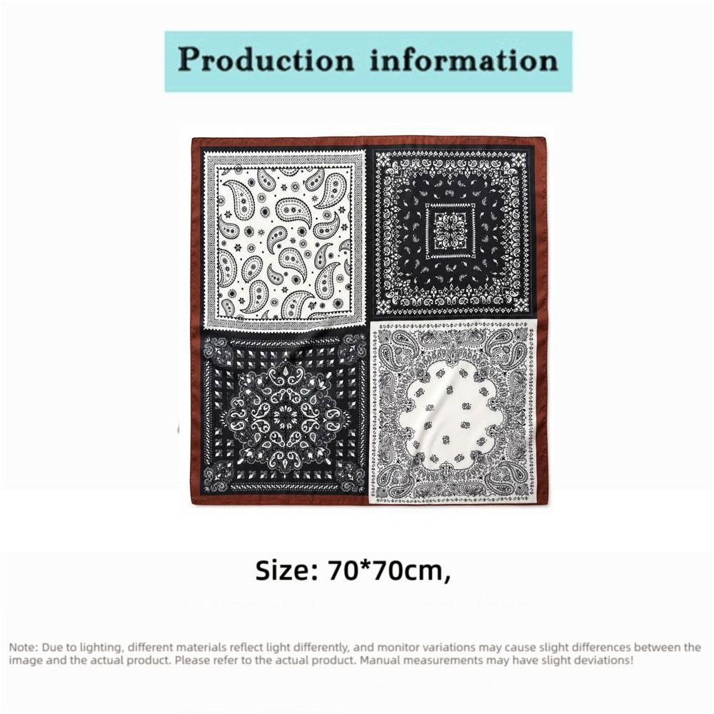70x70cm Soft Satin Kerchief Retro Print Satin Hair Scarf Silk Square Scarf  For Women Ladies