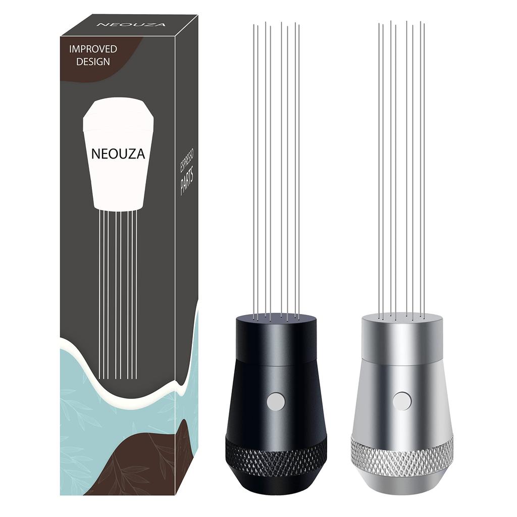 NEOUZA WDT Tool Coffee Distribution Espresso Powder Stirrer with Magnetic Aluminum Handle and Eight Stainless Steel Needles Adjuster, 0.4mm Ultra-Fine