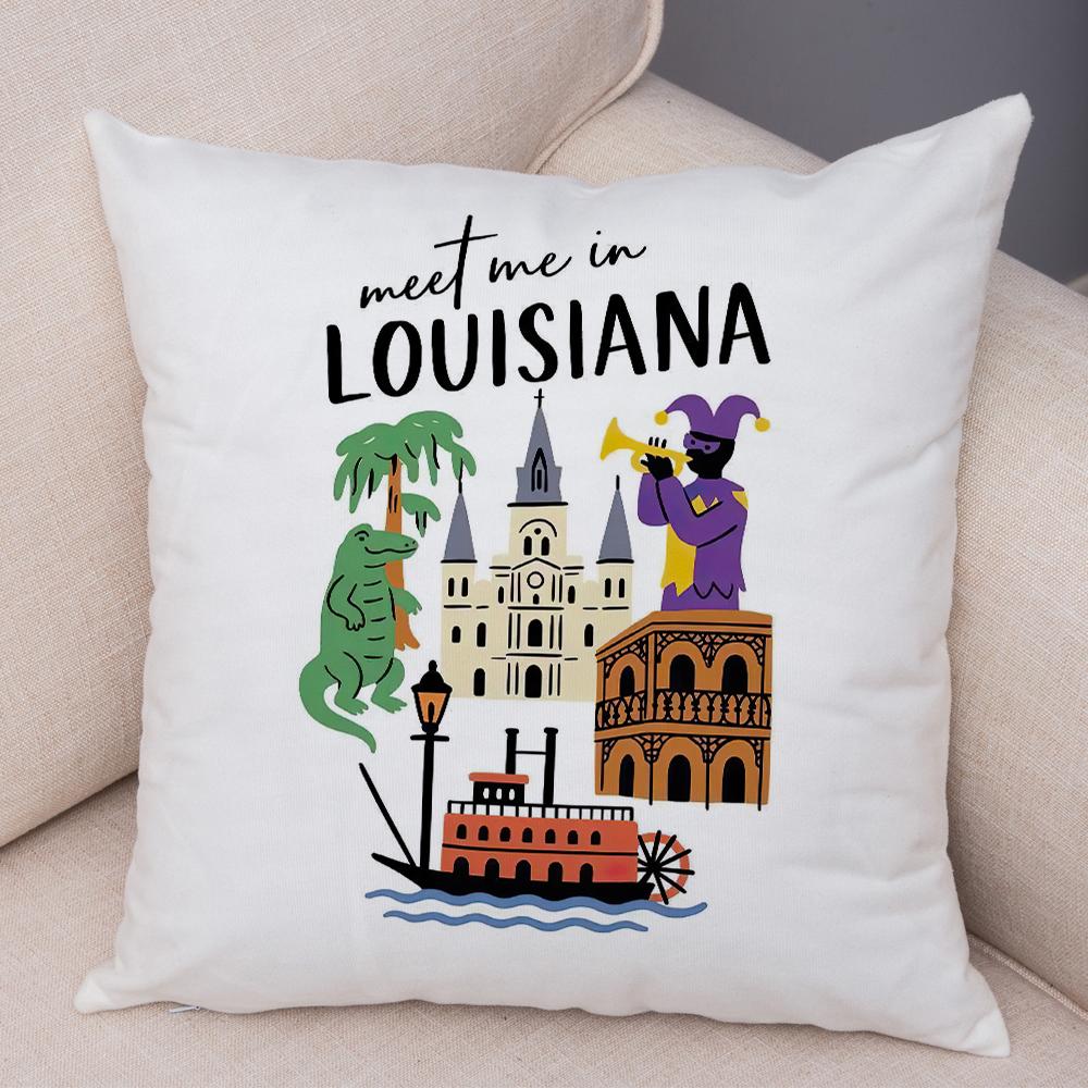North Carolina Design Pillowcase Double Print Oklahoma Theme Cushion Cover Soft Plush North Dakota Style Pillowcase for Sofa