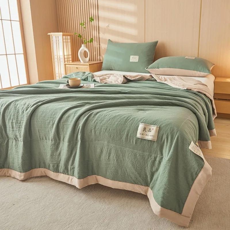 New 7A Antibacterial Wash Cotton Soybean Summer Cool Quilt Home Textile Pure Color Breathable Comfortable Quilt