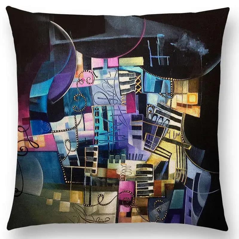 New Gorgeous Abstract Art Painting Mysterious Color Vortex Fantasy Geometry Retro Cushion Cover Car Sofa Throw Pillow Case
