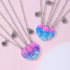 3 Stück Herz Passend Beste Freunde Halskette BFF Anhänger Glitzer Farbverlauf Kette Choker Für Mädchen Beste Freundin Freundschaftsgeschenk