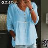 Moda Donna Casual Stampa Tinta Unita Maniche 3/4 Scollo a V Camicie & Bluse