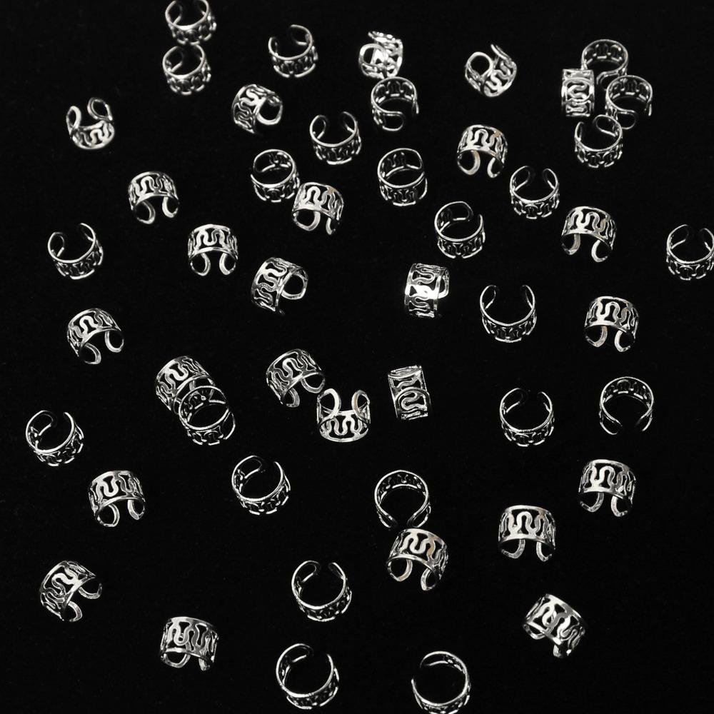 40pcs Metal Cuff Clips Hollow Out Hair Ring Hair Braiding Hair Braid Tubes Dreadlocks Beads Men