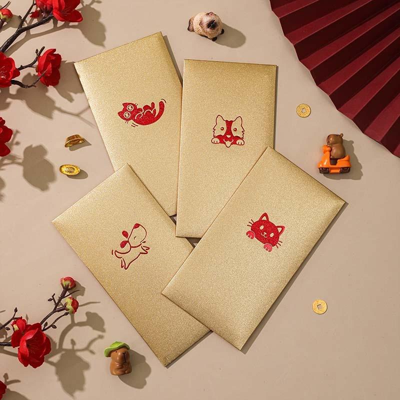 6Pcs Happy Birthday Red Envelope Hot Stamping Creative Red Pocket Red Pocket For Lucky Money Birthday Wedding Red Gift Envelopes