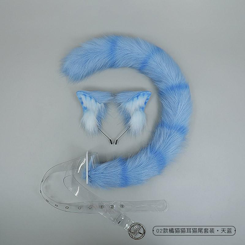 Set Fascia con Orecchie da Gatto in Peluche e Coda Costume Cosplay Festa Accessorio Tema Animale