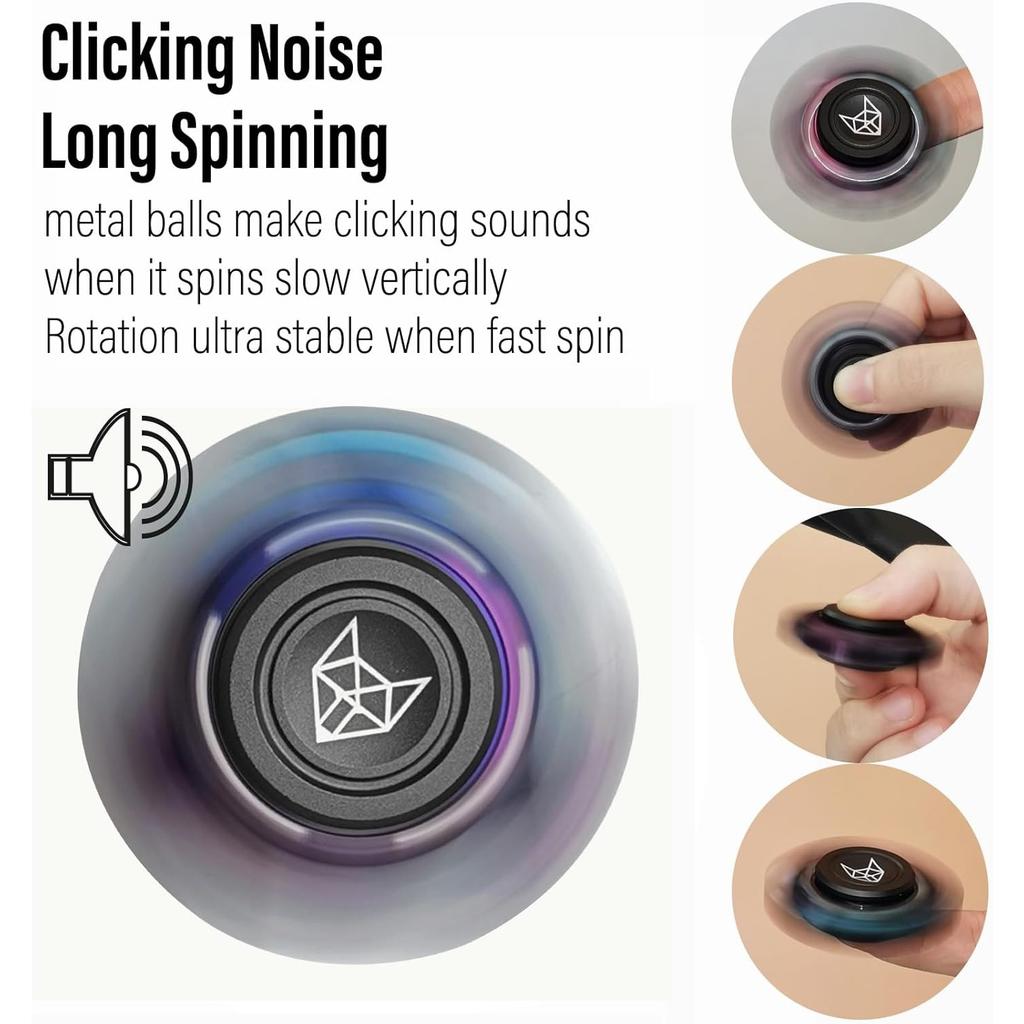 Fox Tri 1.8'' Fidget Spinner with Steel Beads, Luminous Metal Spinners Toy, Premium Bearing 2~4Min, Autism Sensory ADHD Anxiety Focus Meditation