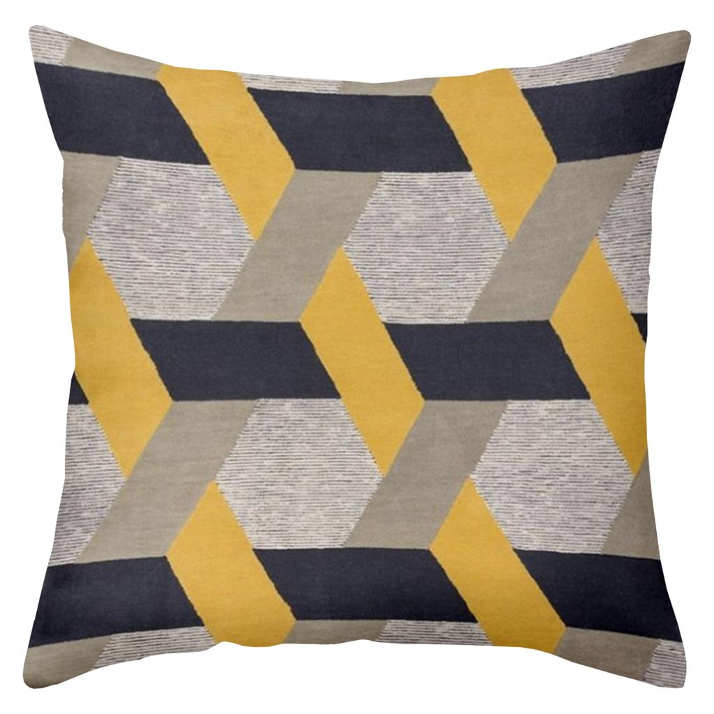 2D flat printing Modern Patterned Cushions Yellow Grey Black Design Polyester pillowcase, sofa decorative cushion cov