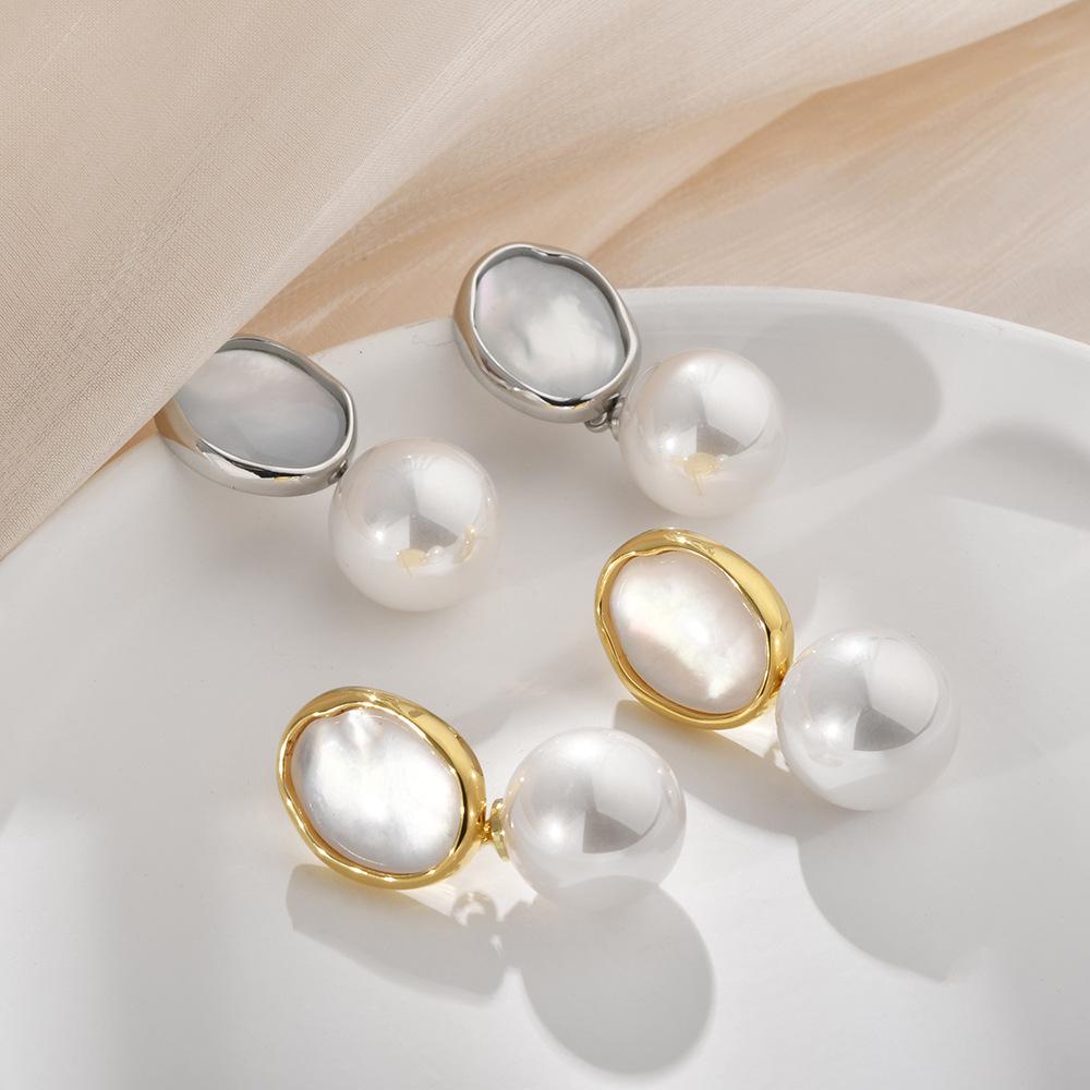 Vintage Baroque Pearl Drop Earrings, French Style Unique Design Luxury Jewelry