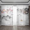 2PC Home Decoration Screen Curtain, Wax Plum Background Screen Curtain Suitable For Kitchen, Coffee Shop, Living Room, Balcony