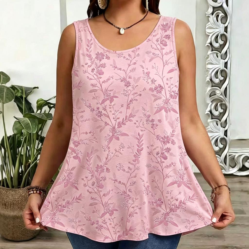 Fashionable Creative Retro Plus Size Summer Vacation Casual 3D Printed Vest Comfortable Soft Breathable Loose Fitting Summer Sleeveless Women's Vest